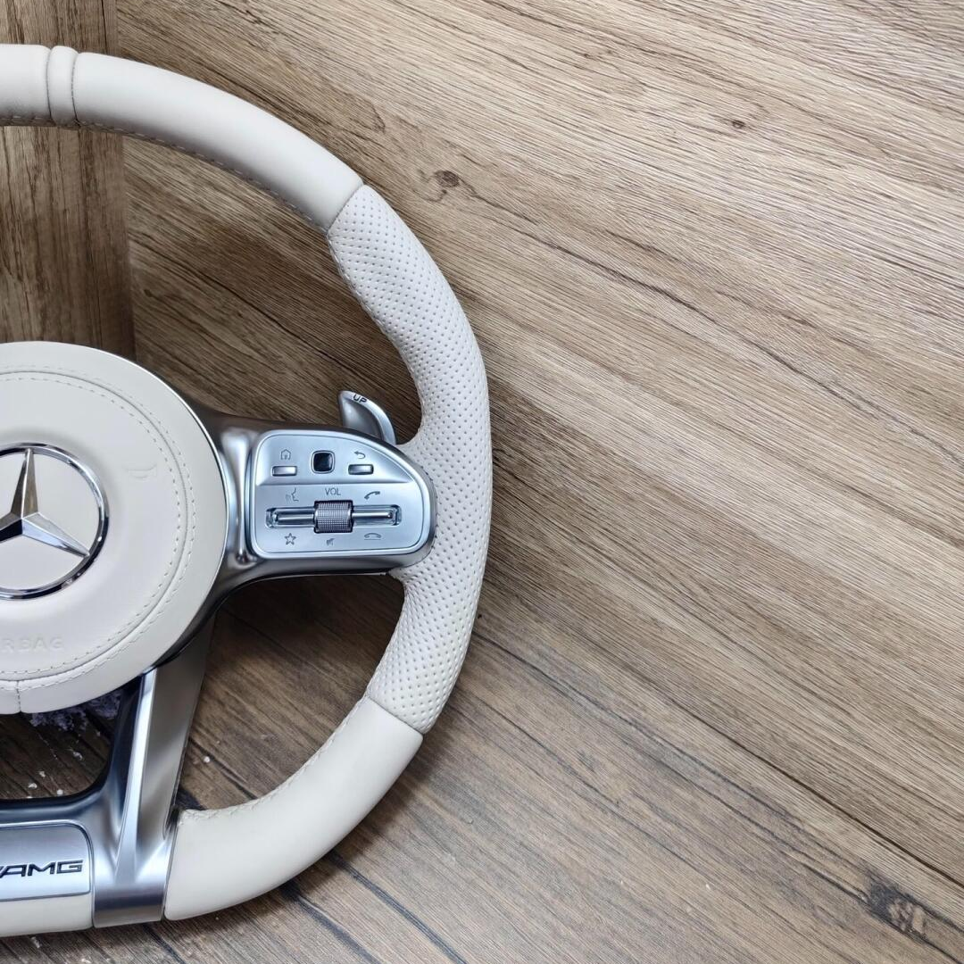 White Half Perforated Leather Carbon Steering Wheel for Mercedes Benz W213 C238 W463 W464 W222 C217 CLS C257 W205 C63 AMG