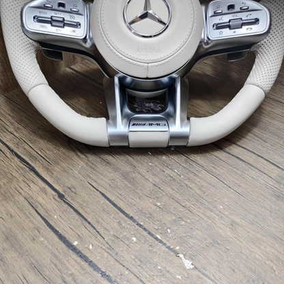 White Half Perforated Leather Carbon Steering Wheel for Mercedes Benz W213 C238 W463 W464 W222 C217 CLS C257 W205 C63 AMG