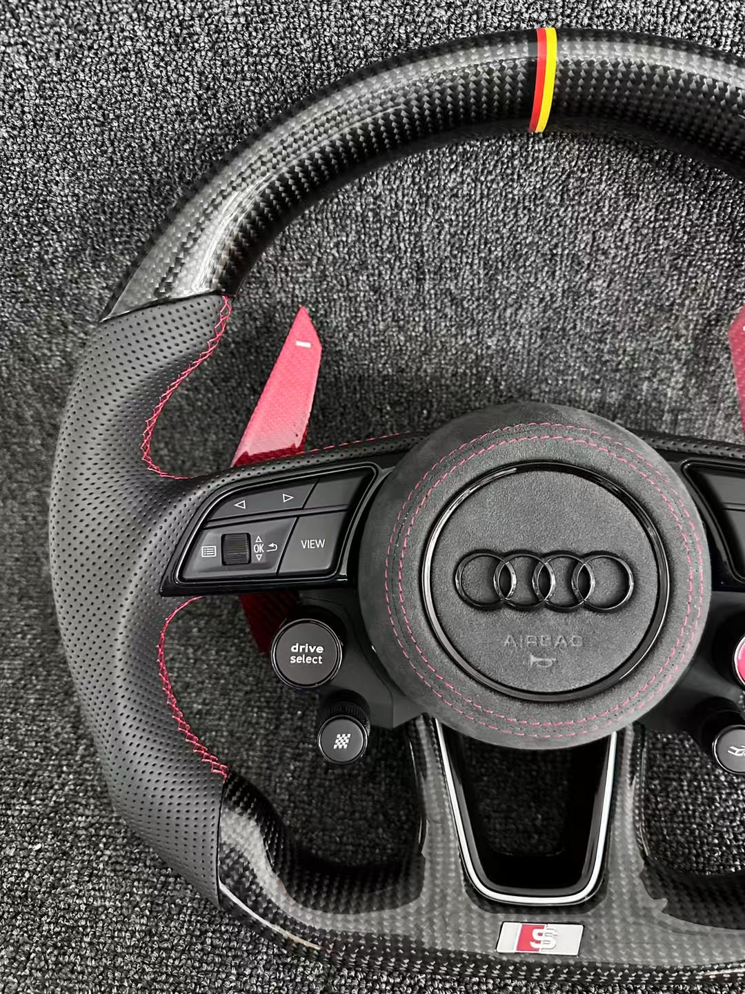 Audi Exclusive | Carbon Fiber/Alcantara Racing Steering Wheel (Four-Knob Performance Edition)