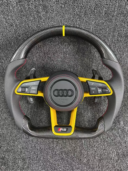 Customized Carbon Fiber Steering Wheel 2019-2021 Audi C8 A6 S6 RS6 A7 S7 RS7 Sports Design Style
