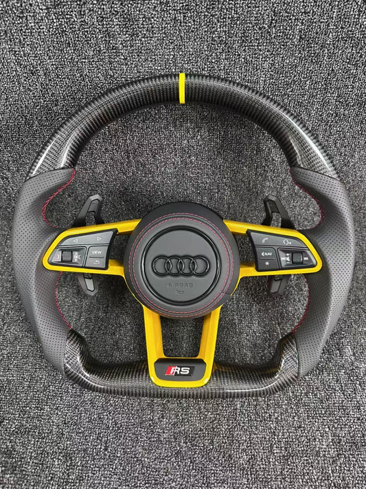 Customized Carbon Fiber Steering Wheel 2019-2021 Audi C8 A6 S6 RS6 A7 S7 RS7 Sports Design Style