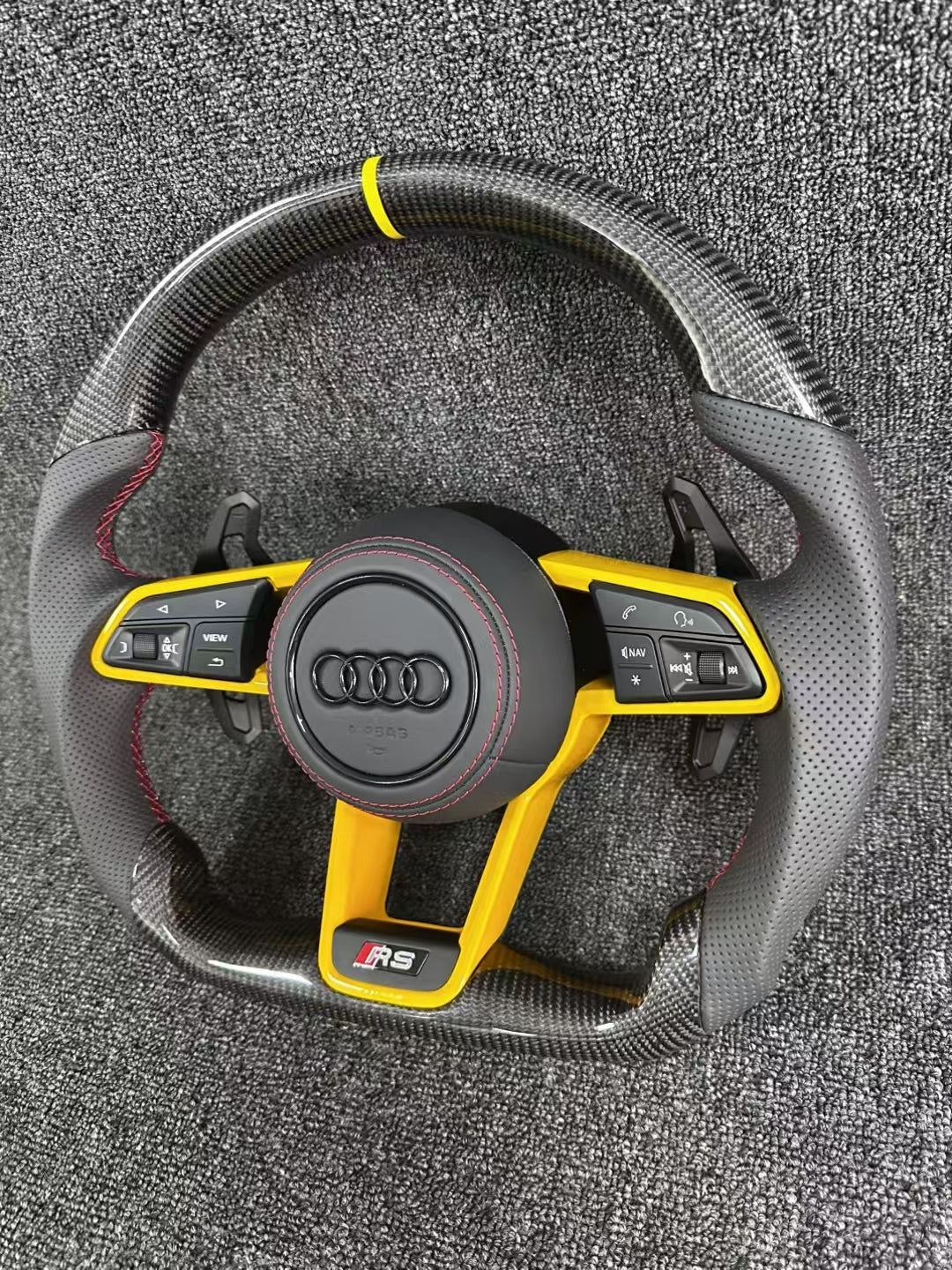 Customized Carbon Fiber Steering Wheel 2019-2021 Audi C8 A6 S6 RS6 A7 S7 RS7 Sports Design Style