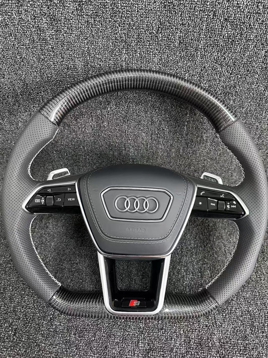 Carbon Fiber Steering Wheel for Audi S4 S6 S7 RS3 RS4 RS6 A6 A7 a6 c7 a3 8p audi a4 b8 with Paddle Shifters