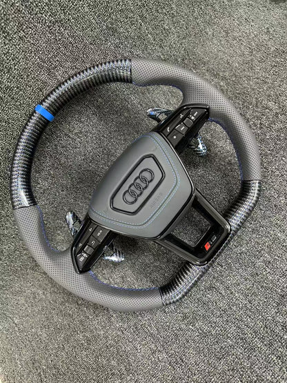 Carbon Fiber Steering Wheel for Audi S4 S6 S7 RS3 RS4 RS6 A6 A7 a6 c7 a3 8p audi a4 b8 with Paddle Shifters