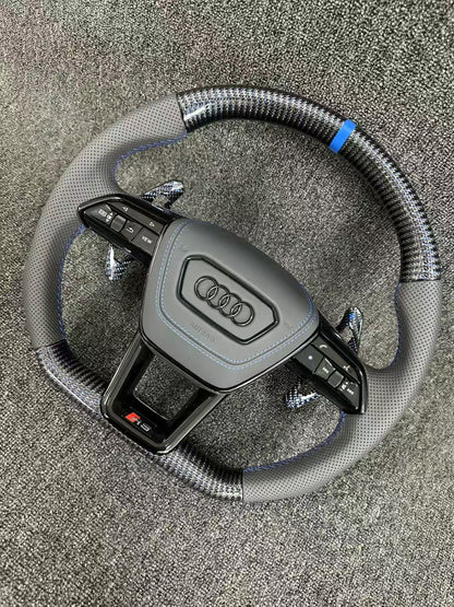 Carbon Fiber Steering Wheel for Audi S4 S6 S7 RS3 RS4 RS6 A6 A7 a6 c7 a3 8p audi a4 b8 with Paddle Shifters