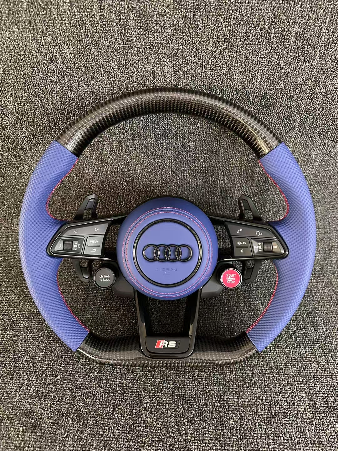 Customized Purple Leather Material Carbon Fiber Steering Wheel for Audi A3 A4 A5 A6 Q5 Q7 S4 S5