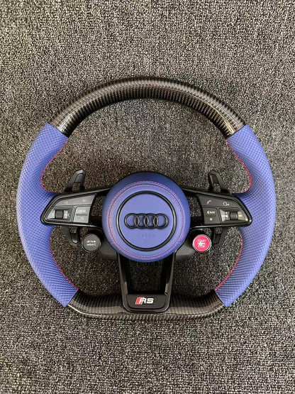 Customized Purple Leather Material Carbon Fiber Steering Wheel for Audi A3 A4 A5 A6 Q5 Q7 S4 S5