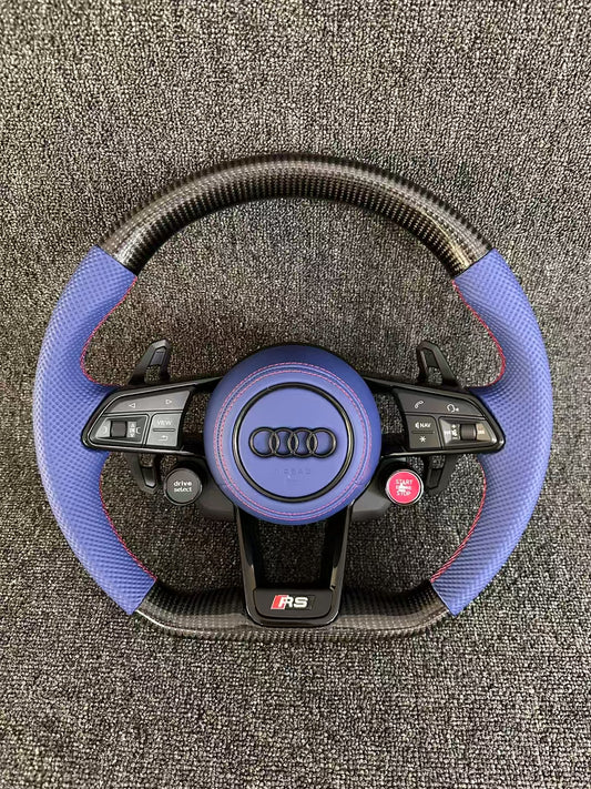 Customized Purple Leather Material Carbon Fiber Steering Wheel for Audi A3 A4 A5 A6 Q5 Q7 S4 S5