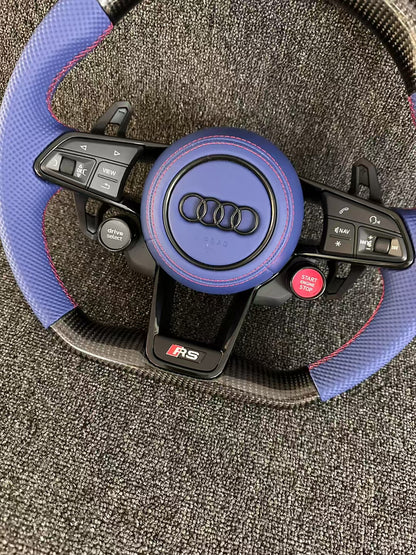 Customized Purple Leather Material Carbon Fiber Steering Wheel for Audi A3 A4 A5 A6 Q5 Q7 S4 S5