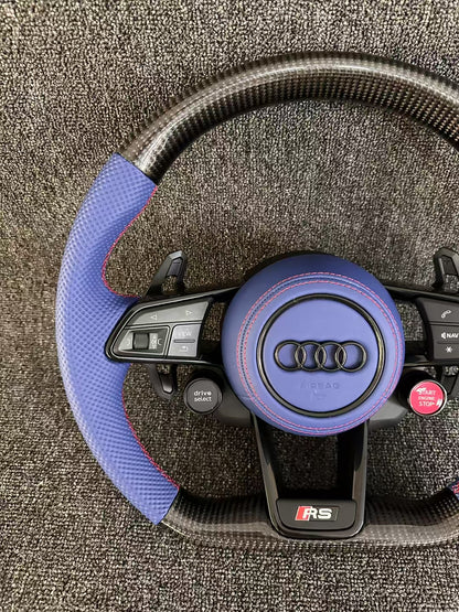 Customized Purple Leather Material Carbon Fiber Steering Wheel for Audi A3 A4 A5 A6 Q5 Q7 S4 S5