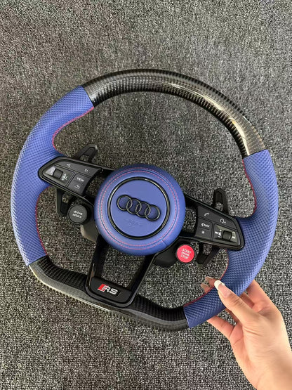 Customized Purple Leather Material Carbon Fiber Steering Wheel for Audi A3 A4 A5 A6 Q5 Q7 S4 S5