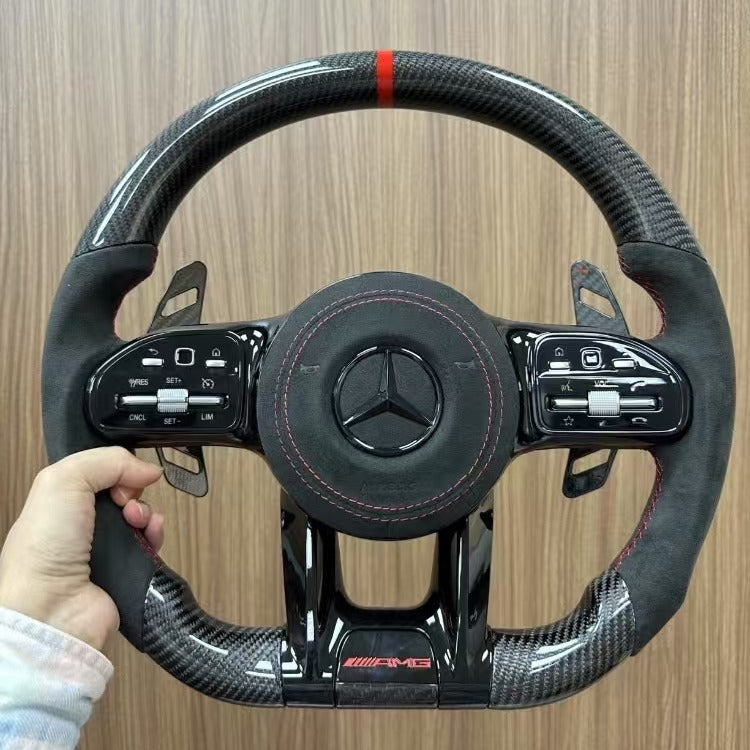 Customizable Carbon Fiber Leather Sports Steering Wheel Upgrade Fit for AMG GT W205 W212 W176 W211 Models Interior Accessory