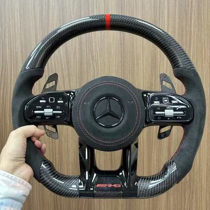 Customizable Carbon Fiber Leather Sports Steering Wheel Upgrade Fit for AMG GT W205 W212 W176 W211 Models Interior Accessory