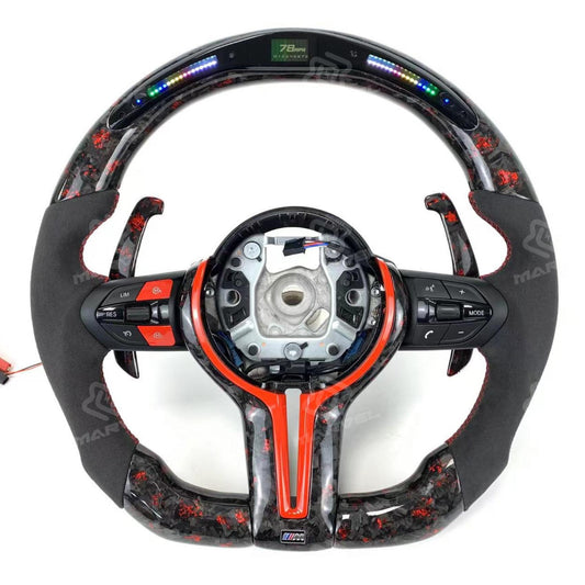 Forged Carbon Fiber Led Alcantara For BMW 3 Series 5 Series F10 F20 F30 F90 F01 F02 M3 M5 M6 Car Steering Wheel