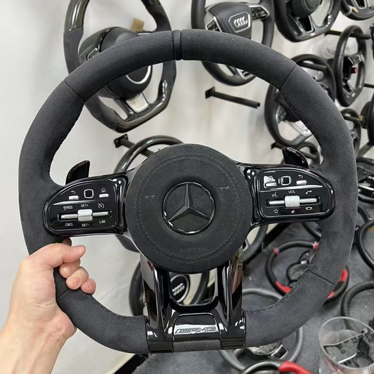 Customized full Alcantara steering wheel for Mercedes Benz