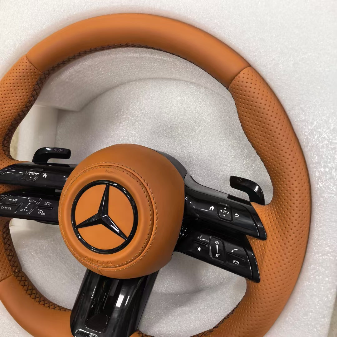 Custom Leather Steering Wheel for Mercedes-Benz AMG W204 W205 W206 W207 W212 W213 X253 W217 W221 W222 W223 GLE W166 W167