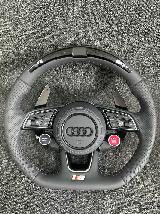 Audi steering wheel: leather+LED lights+carbon paddles+2 knobs