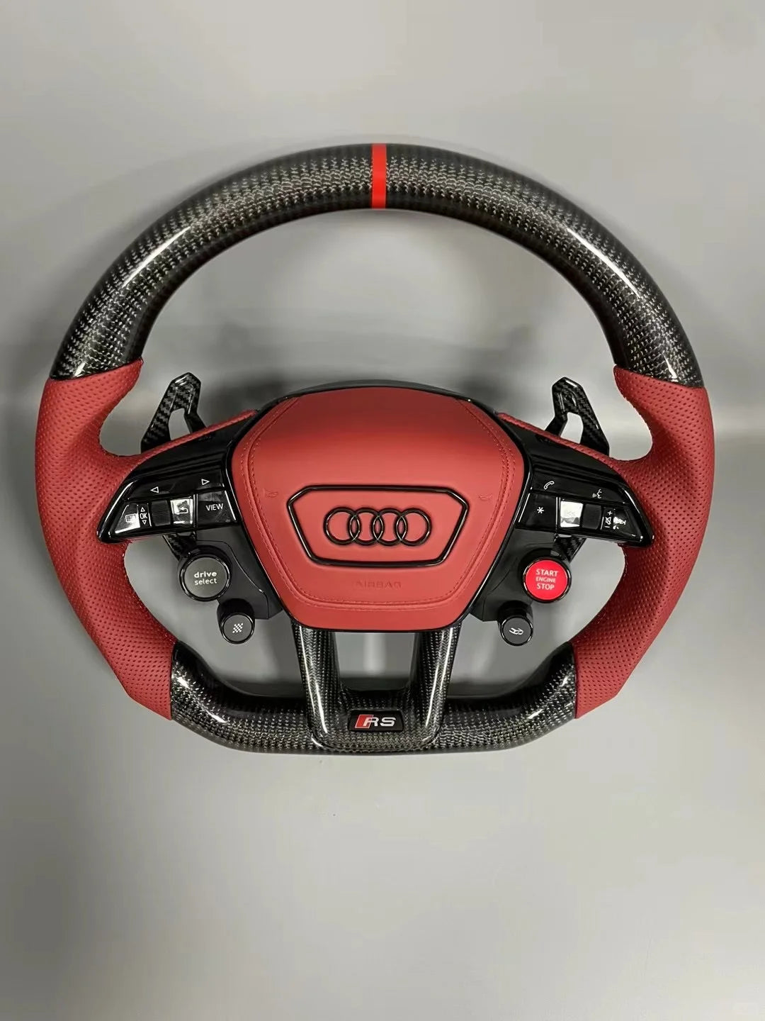 Audi carbon fiber steering wheel with red leather and 4 knobs