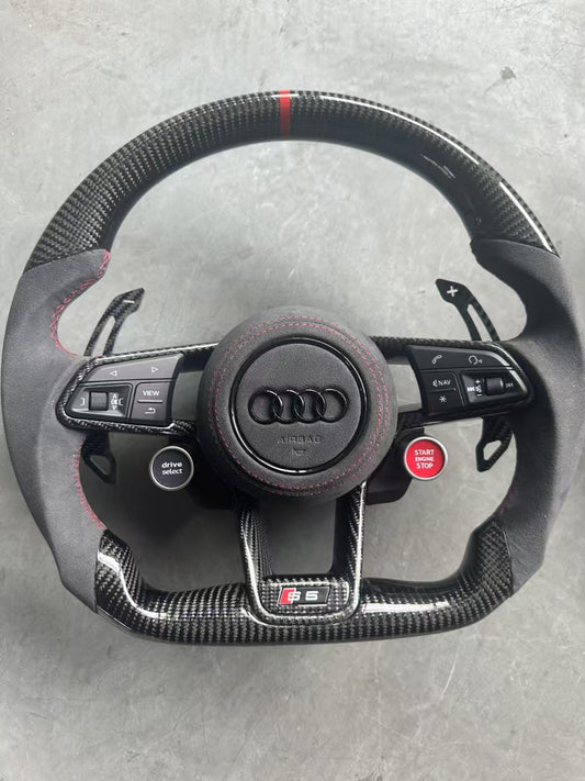Carbon Fiber Steering Wheel Assembly Upgrade Fit for Audi RS RS3 RS5 RS7 A3 A4 A5 A6 A7 S3 S5 Q5 Q7 TT TTs R8 Style