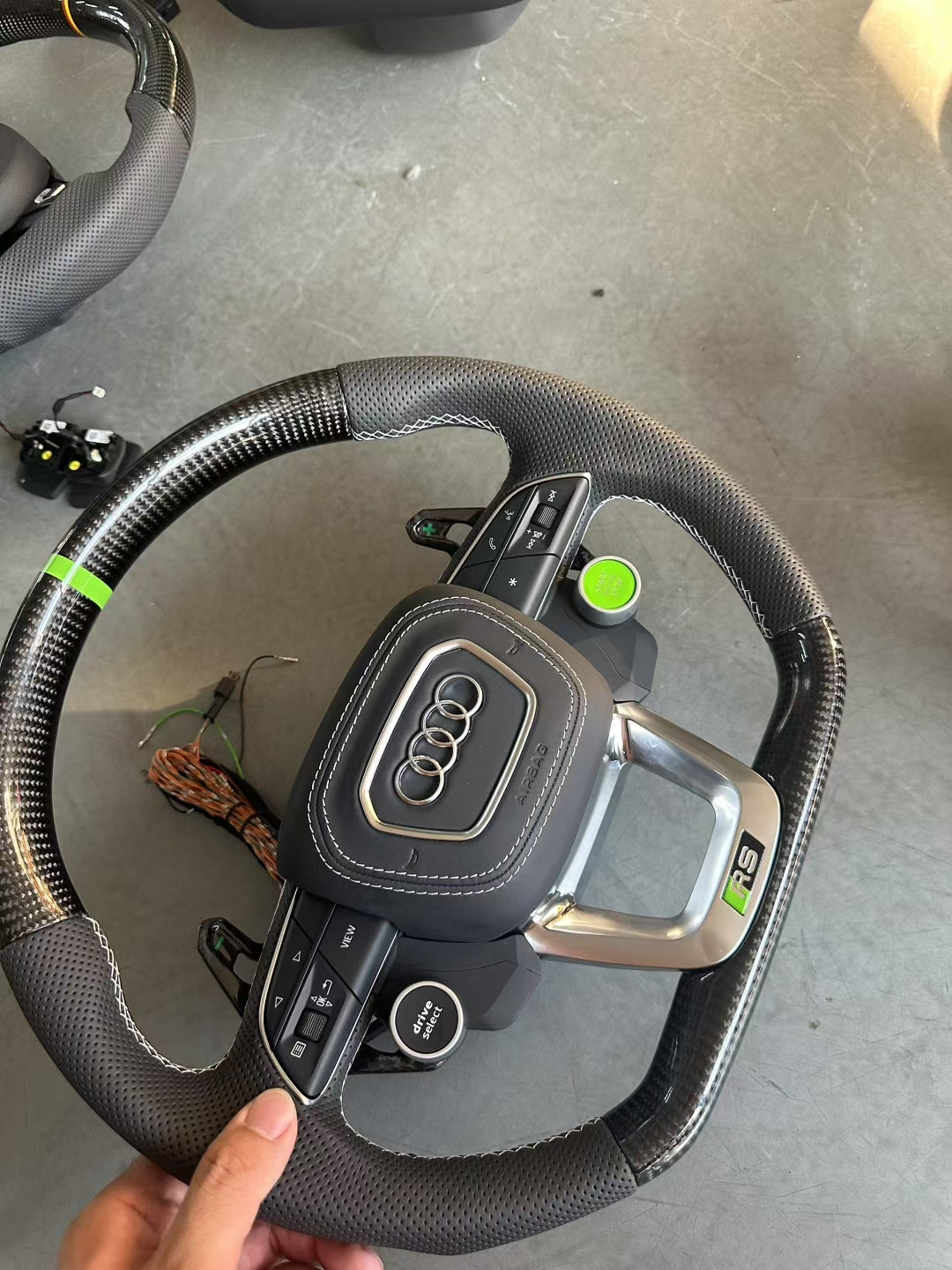 Audi suede carbon fiber steering wheel with two knobs