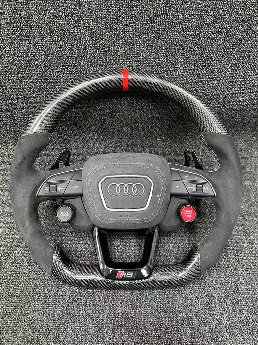 Audi suede carbon fiber steering wheel with two knobs