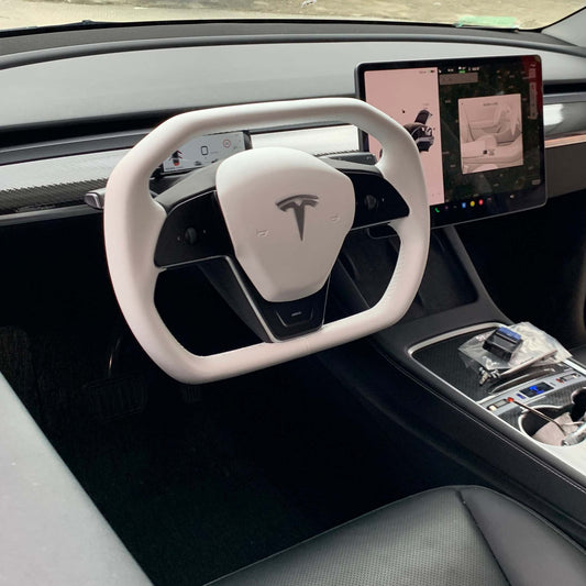 Cybertruck style Nappa leather steering wheel for Tesla model 3/Y/S/X